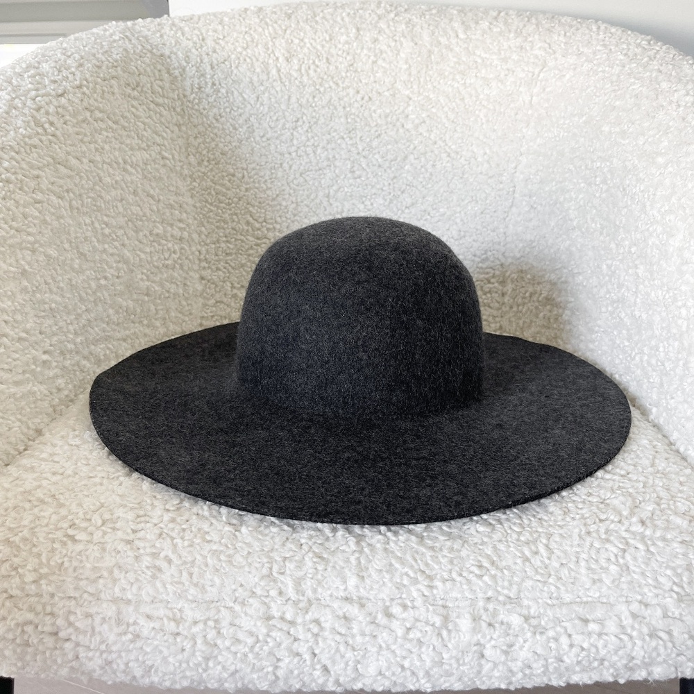 [J. Crew] Packable Black 100% Wool Felt Floppy Hat